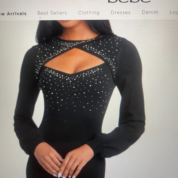 BEBE Black Sweater Dress with Keyhole cut out. Size Medium - Picture 2 of 6